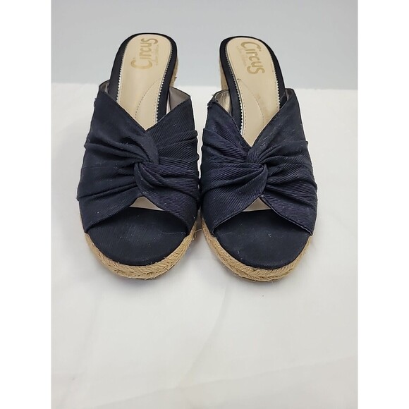 Circus‎ By Sam Edelman Women's 10 Knot Espadrille Wedge Clog Mules Sandals Black - Picture 4 of 11